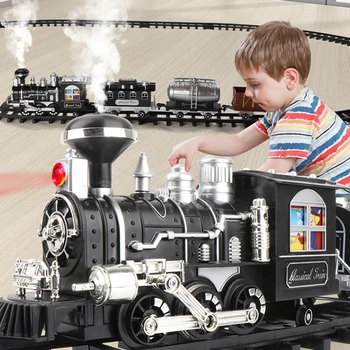 Nauja Vaikų RC Traukinių Geležinkelio Žaislai Modeliavimas Elektros Takelių Programavimas Klasikinio Garo Kalėdų traukinukas Vaikams, Žaislų, Dovanų