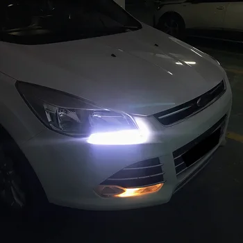 2VNT Šviesos važiavimui Dieną DRL LED Rūko Žibinto Dangtelis Su Geltona Posūkio Signalo Funkcijas Ford Kuga Pabėgti 2013 m. m. m. 2016 m.