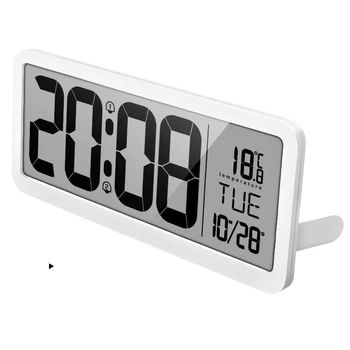 Baterija Skaitmeninis Sieninis Laikrodis Su 2 Signalizacijos Nustatymus Reguliuojamas Garsas Didelis LCD Ekrane Rodomas Laikas, Data, Savaitės diena Temperatur