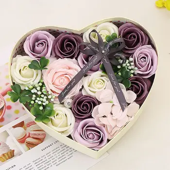 1pc Romantiška Rožė, Muilas Širdies Formos Gėlių Dovanų Dėžutėje Gimtadienio, Vestuvių Naudai Dovanų Dėžutėje Dekoratyvinis Dovanų Dėžutė Valentino Dieną