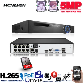 H. 265 H. 264 POE NVR Apsaugos, IP Kameros vaizdo Stebėjimo VAIZDO Sistema, ONVIF 1080P 4MP 5MP Network Video Recorder 4CH 8CH
