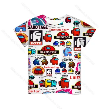 Vaikų Žaidimas Tarp Mūsų T-shirt 3D Spausdinimo Marškinėlius Mergaitėms, Berniukams Paaugliams Camiseta Vaikams, Cartoon Anime Marškinėliai Atsitiktinis Trumpas Rankovėmis Tee