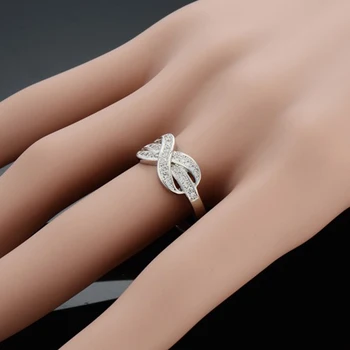 Mados CZ Infinity & Širdies Formos Vestuviniai Žiedai Moterų Cirkonis Sužadėtuvių Žiedai, Glamūras Papuošalai