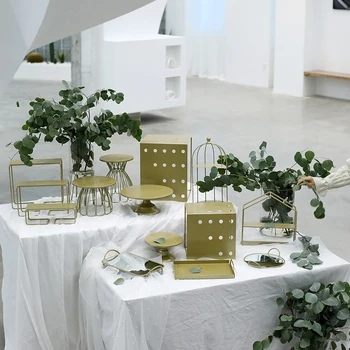 SWEETGO Aukso tortas stovi set 14 vienetų blizgesį kepimo baigti dažyti metalo, stiklo lentynos, padėklai, stalo reikmenys, Namų dekoravimo, šalies tiekėjas