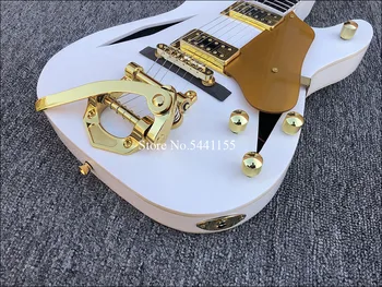 2019 Aukštos kokybės Elektrinė Gitara, Baltos spalvos elektrinė gitara,Aukso Tremolo rankos,nemokamas pristatymas