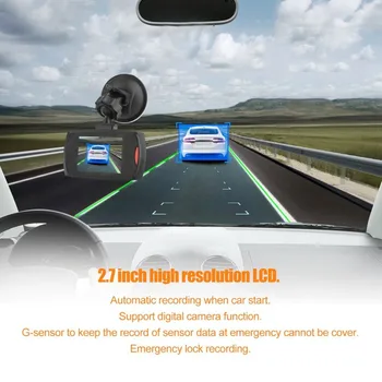 2,4 colių LCD Ekranas Car DVR Kamera HD 720P, Automobilio DVR Brūkšnys Cam automobilinės Naktinio Matymo G-sensorius DVR Automobilinis vaizdo Kamera, Diktofonas