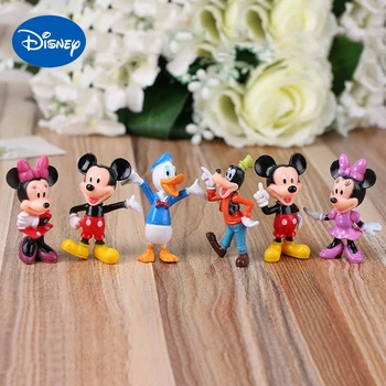 6pcs/set Disney Anime Duomenys Mickey Mouse Minnie PVC Klubo Gimtadienio Tortas Dekoravimo Animacinių filmų Žaislai Vaikams Dovanos